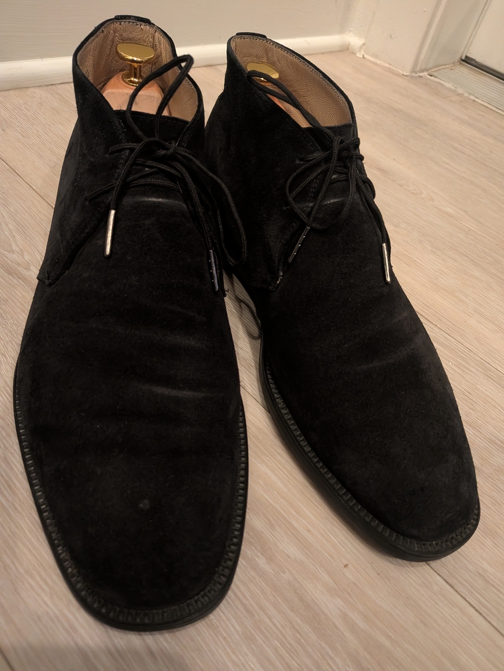 Salvatore Ferragamo Studio Black Suede Chukka Boots Size 10 D Italy GUC